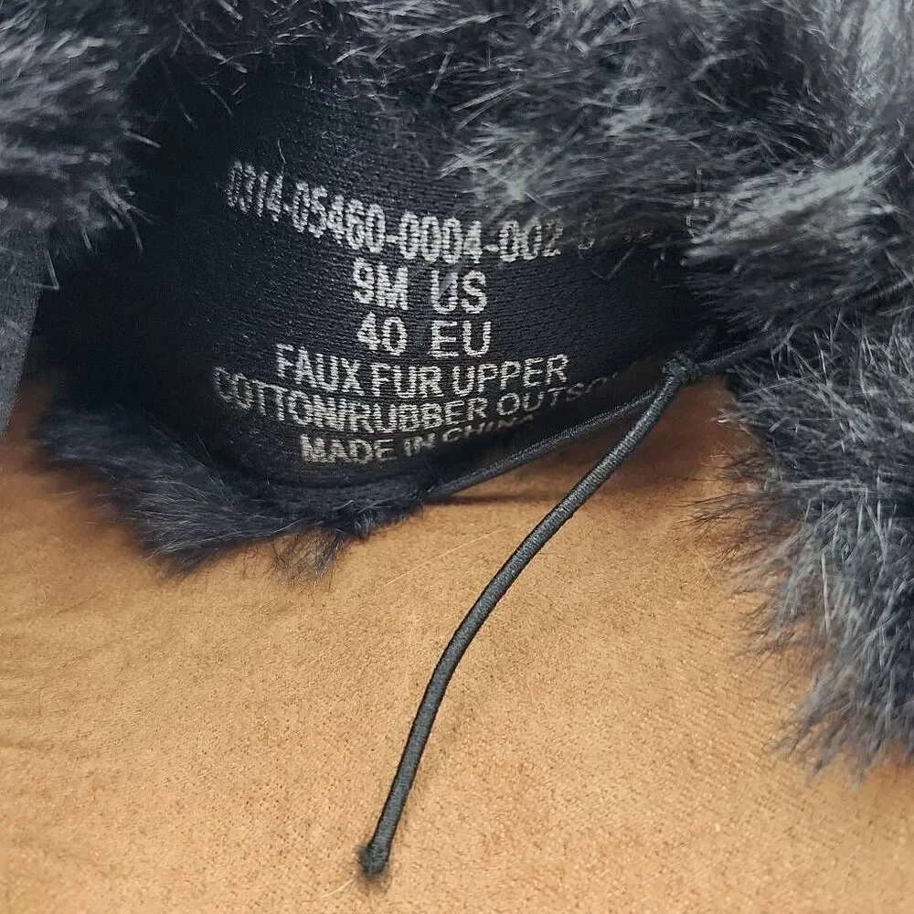 Brand New Urban Outfitters Women's Size 9 Black Faux Fur Slip On Slides Sandals